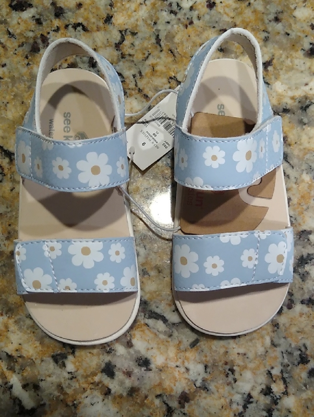 See Kai Run Light Blue Daisy Strap Sandals